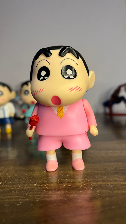 Shinchan Character Action Figure – 15cm, Style: Pink Suit