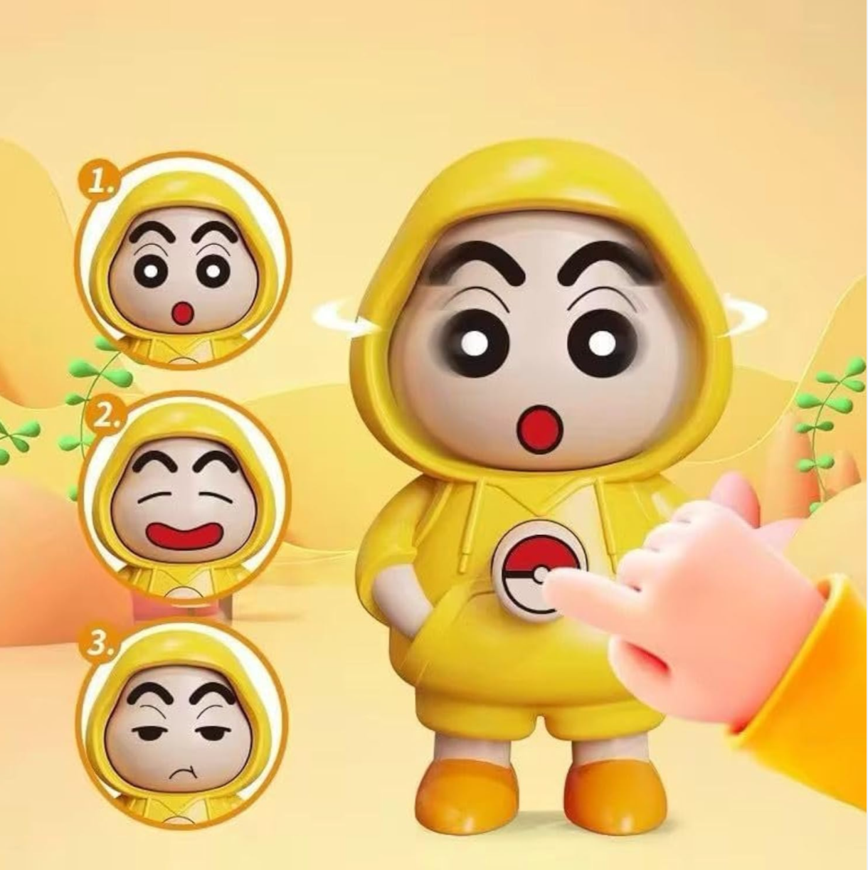 Shinchan Face Changing Keychain with 3 Expressions