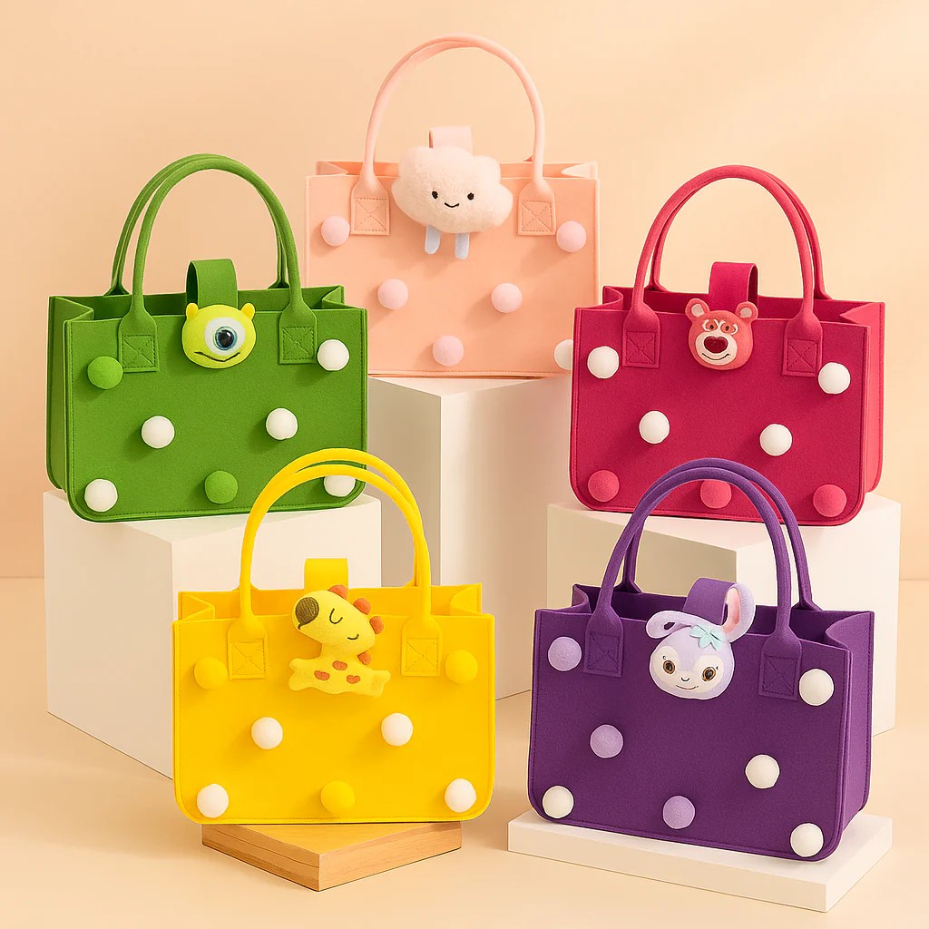 3D Charms Felt Bag (Pink)