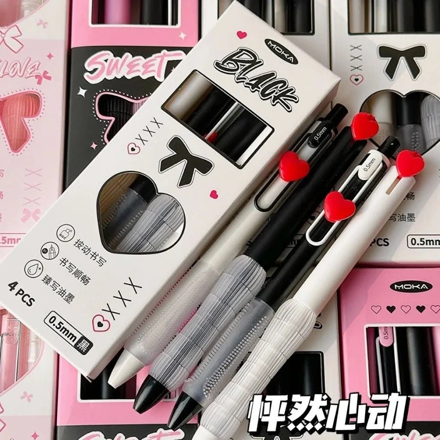 Aesthetic Heart Pen Pack (4Pcs)