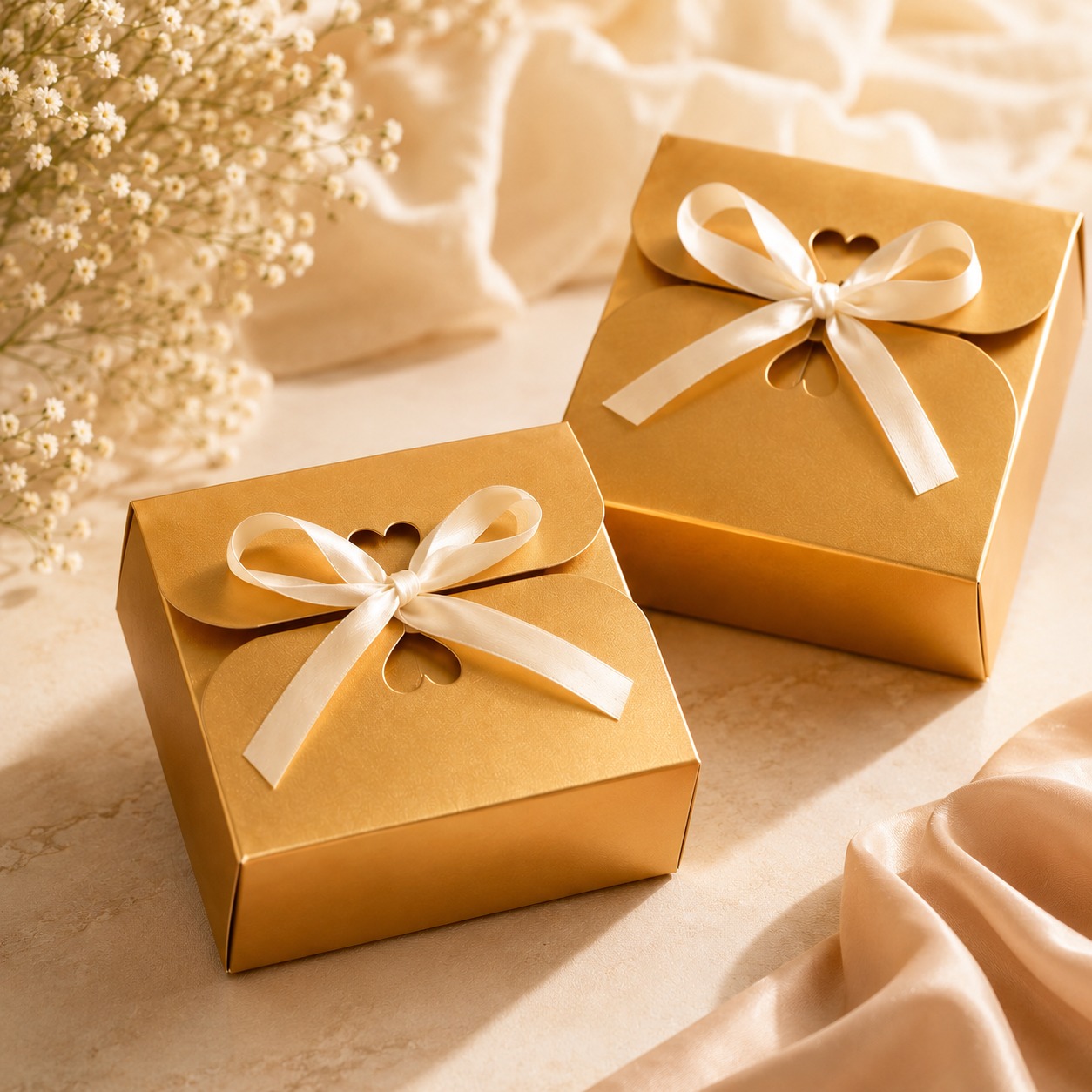 Golden Gift Box with Ribbon | Packaging Only
