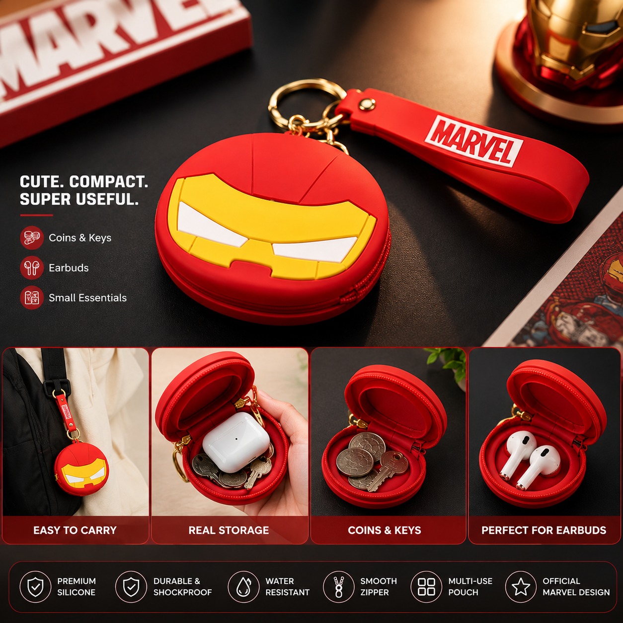Ironman Coin Pouch Silicon Keychain
