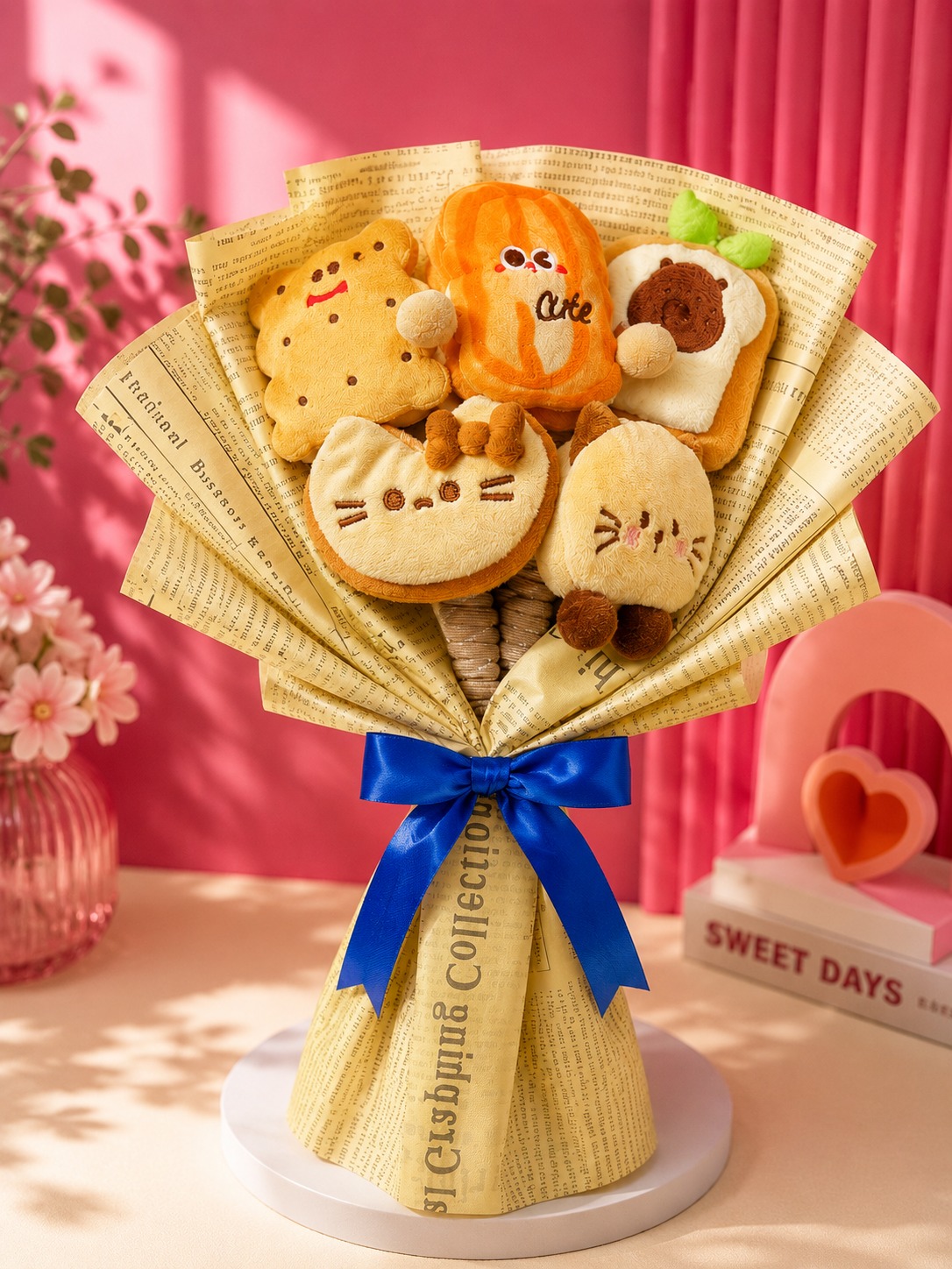 Kawaii Cookie & Toast Plushie Bouquet | 5 Mini Plush Toys Gift Set