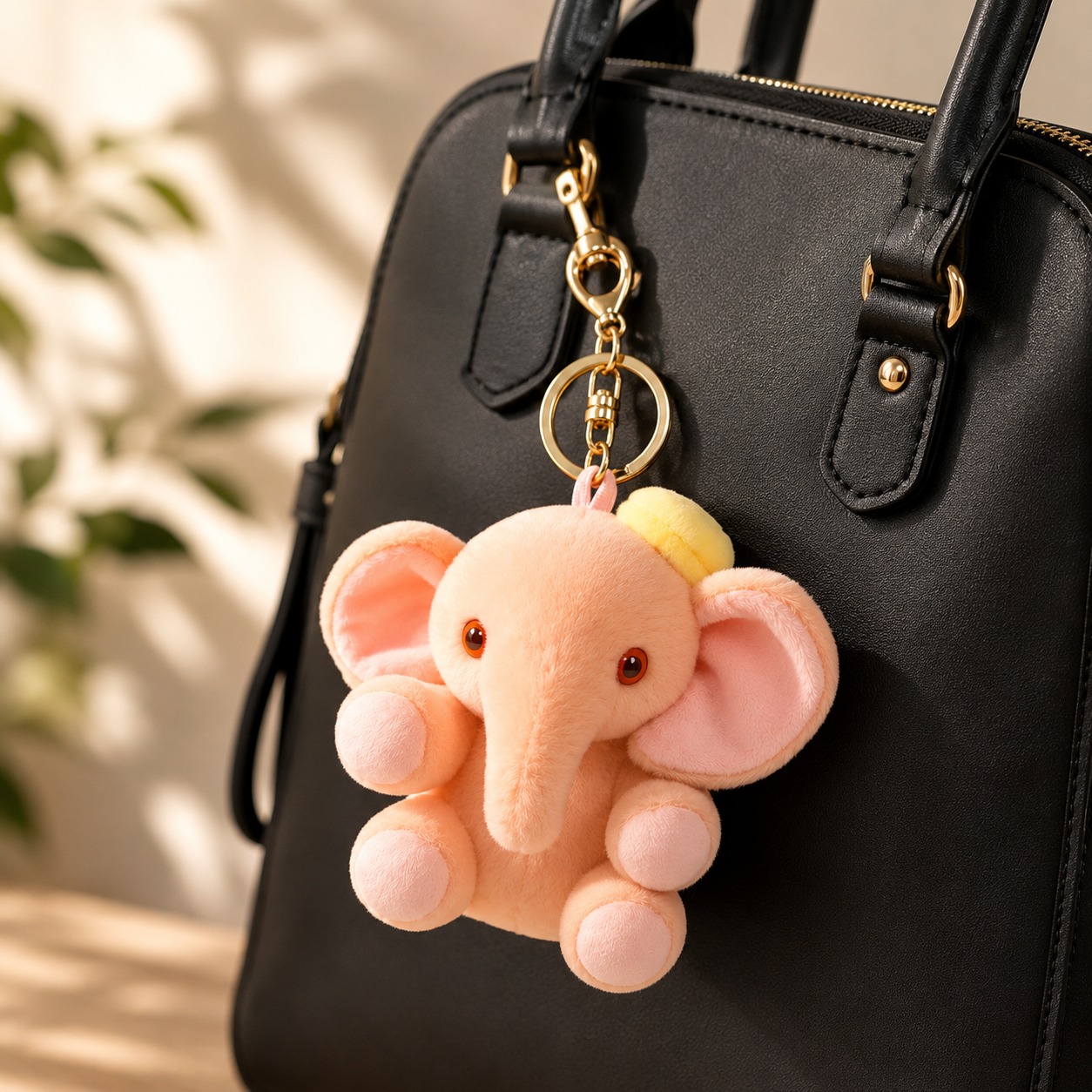 Cute Pink Elephant Plush Keychain for Kids & Girls | Soft Kawaii Bag Charm for Backpacks, Handbags & Keys | Pastel Peach Stuffed Animal Pendant | Perfect for School, Travel & Everyday Use