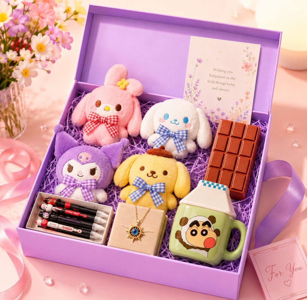 Purple Magnetic Gift Box with Ribbon | Packaging & Decoration Only (25×20×10 cm)