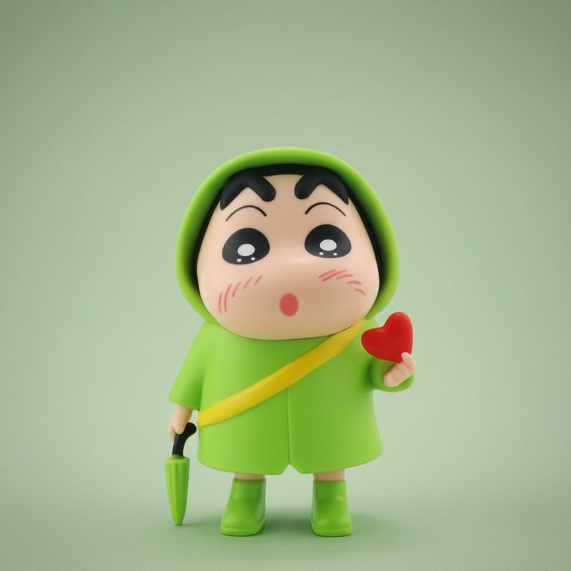 Shinchan Wind Up Weather Green Rain Coat Action Figure